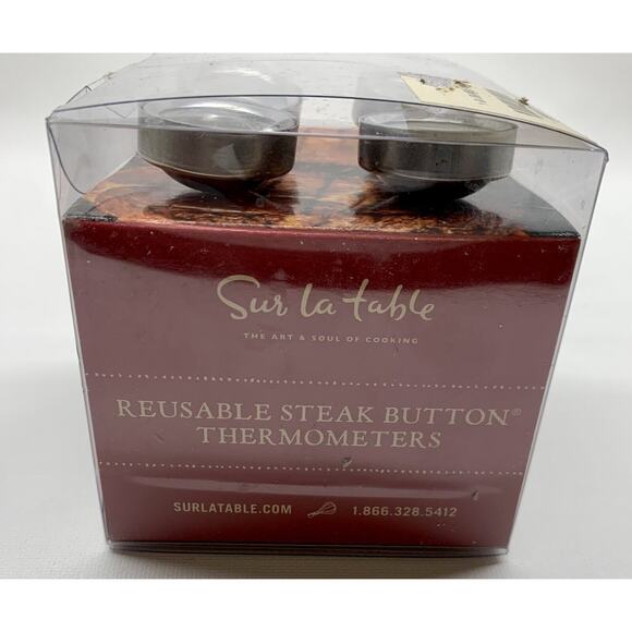 Set of 4 Sur La Table Reusable Steak Buttons Meat Thermometer Grilling - Picture 3 of 5